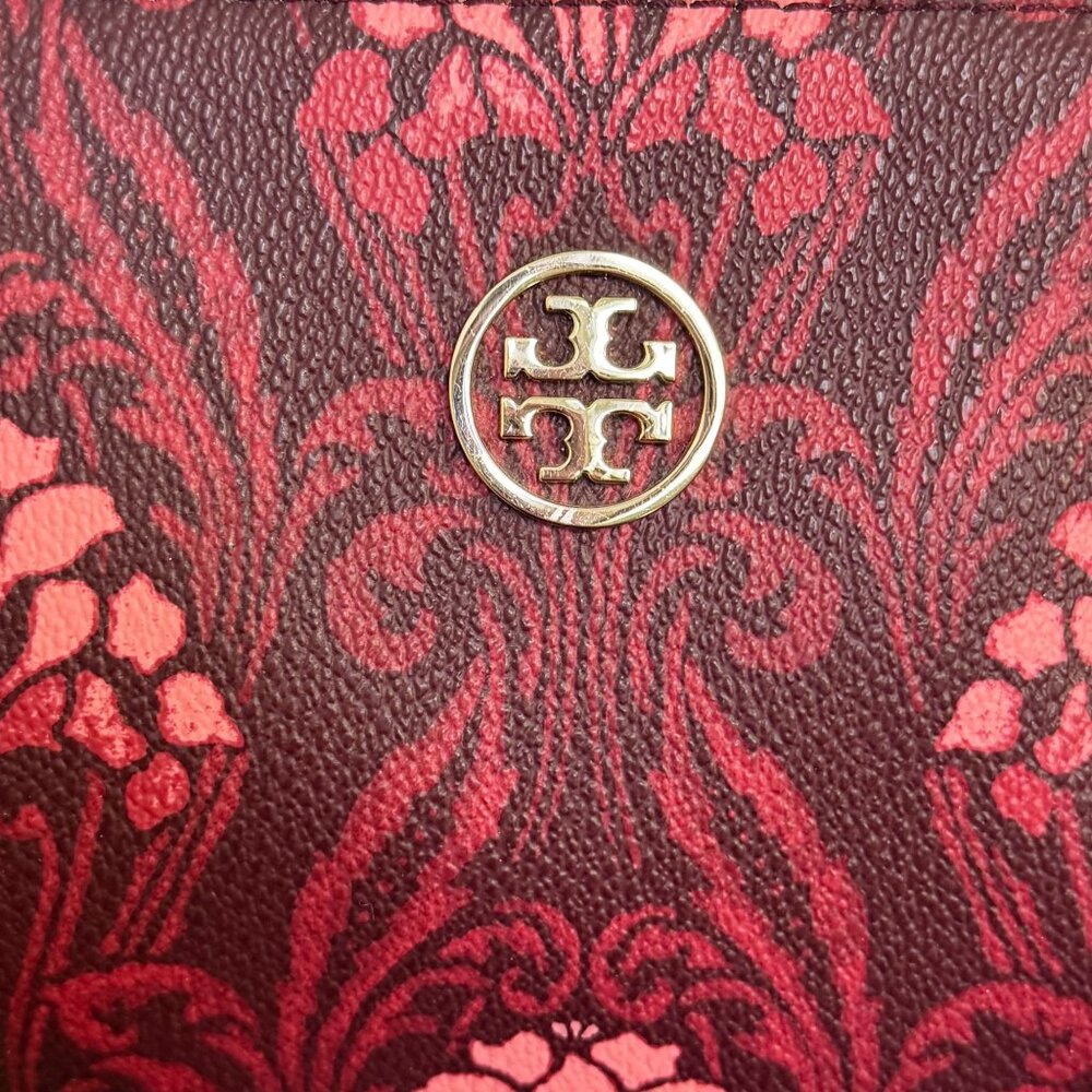 Tory Burch Red Floral Printed Satchel Tote Bag Adjustable Crossbody Vintage - Picture 7 of 11